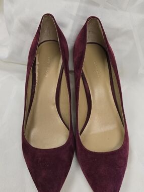 Ann Taylor Wine Suede Pointed-Toe Pumps
